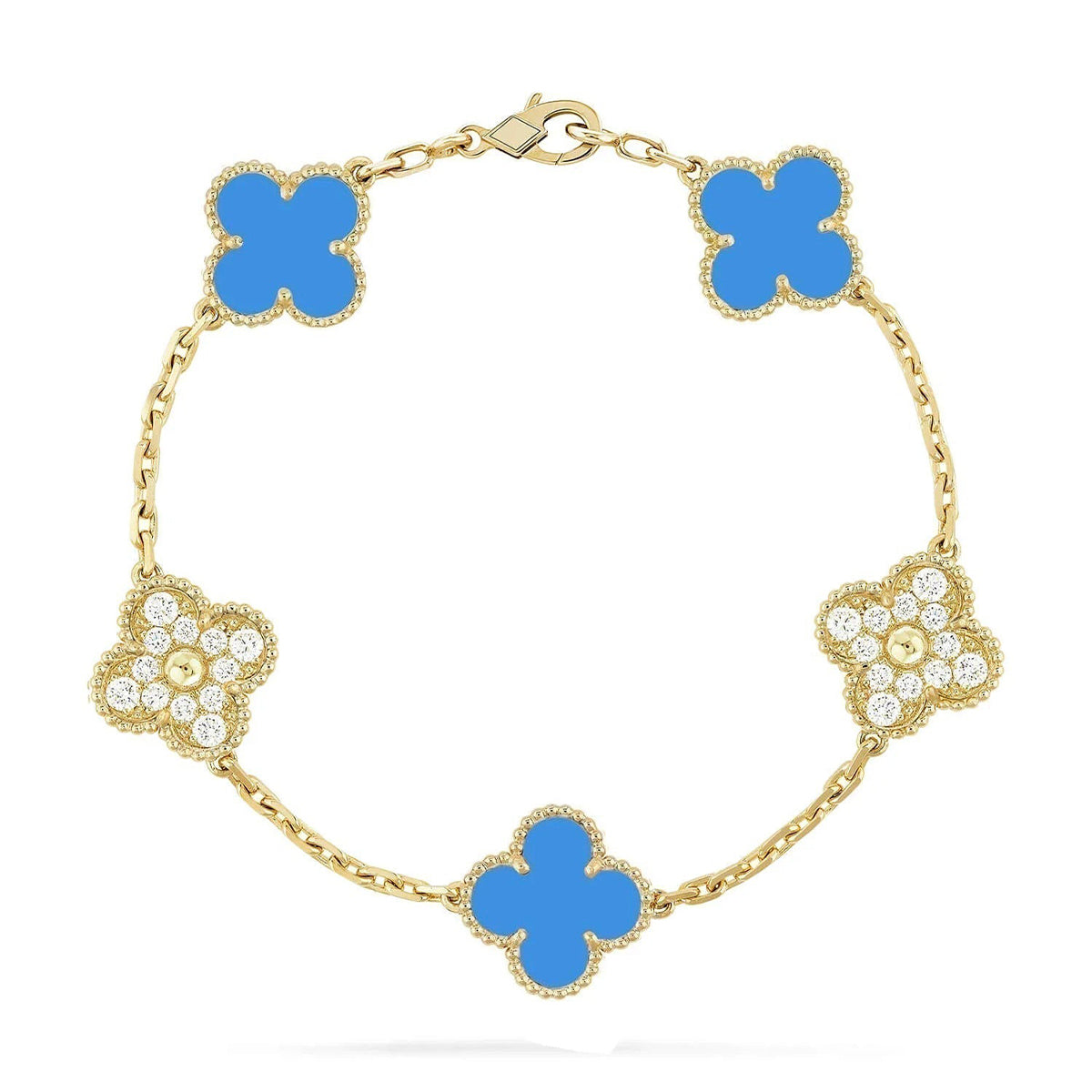 [Peak]LUCKY CLOVER 5-MOTIF BRACELET - BLUE AGATE COLLECTION