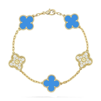[Peak]LUCKY CLOVER 5-MOTIF BRACELET - BLUE AGATE COLLECTION