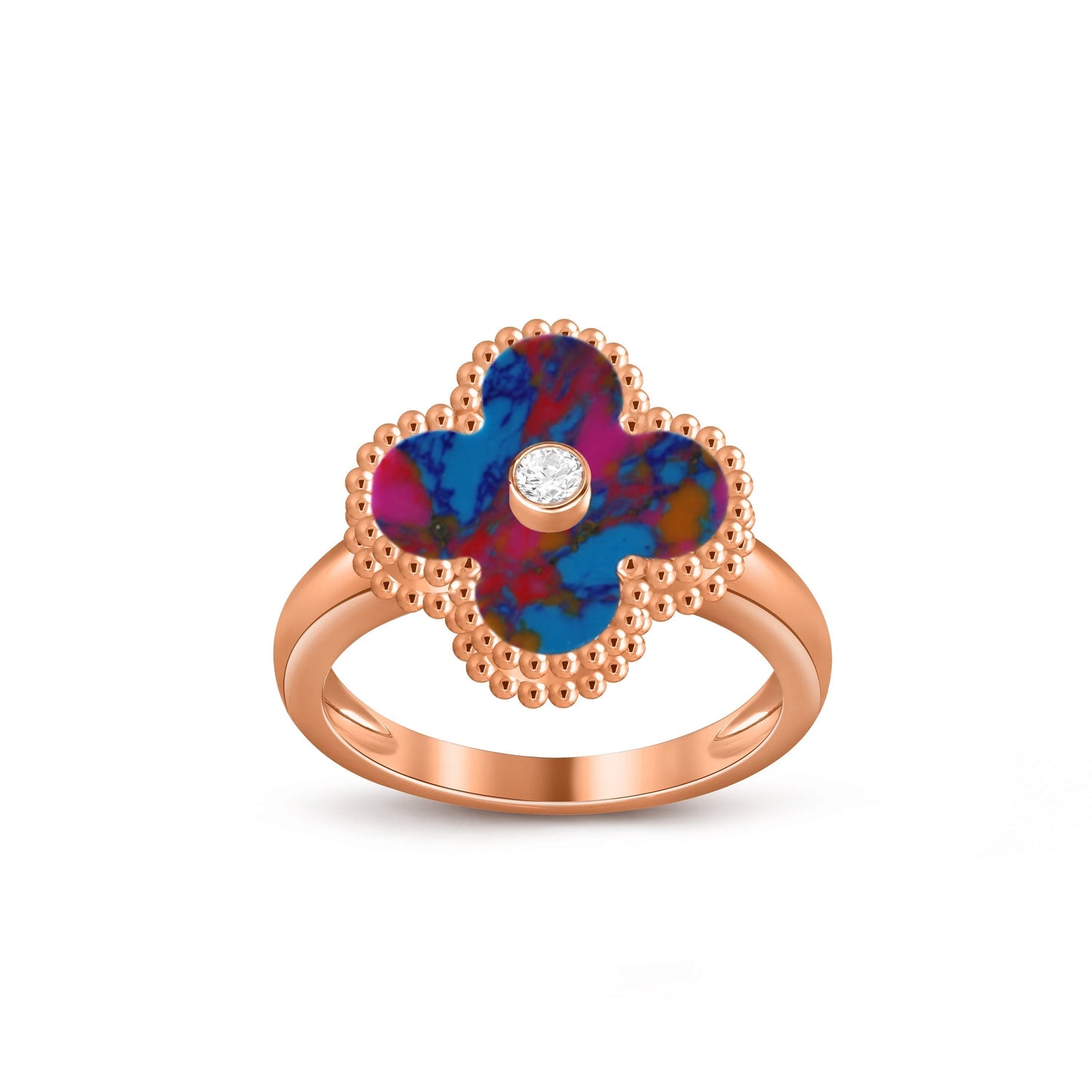 [Peak]LUCKY CLOVER DIAMOND-ACCENT ROSE GOLD RING COLLECTION