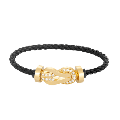 [Peak]LARGE 8-FIGURE BUCKLE HALF DIAMOND BRACELET - GOLD