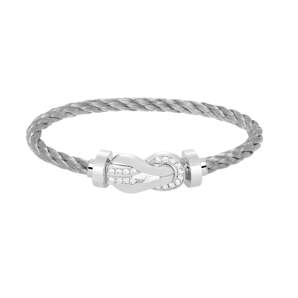 [Peak]LARGE 8-FIGURE BUCKLE HALF DIAMOND BRACELET - WHITE GOLD