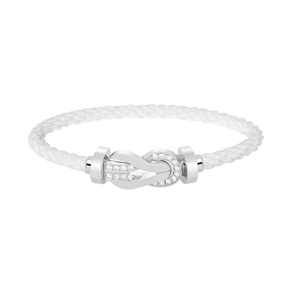 [Peak]LARGE 8-FIGURE BUCKLE HALF DIAMOND BRACELET - WHITE GOLD