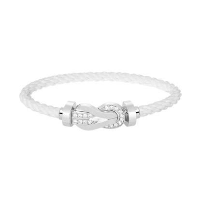 [Peak]LARGE 8-FIGURE BUCKLE HALF DIAMOND BRACELET - WHITE GOLD