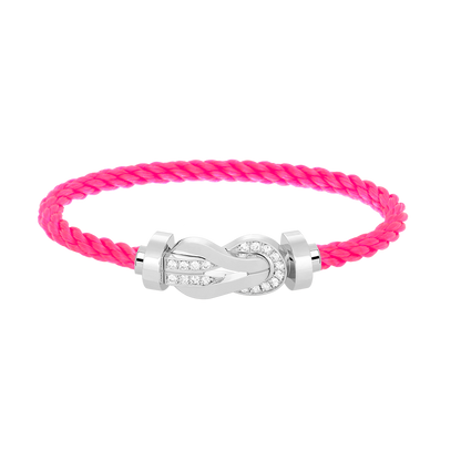 [Peak]LARGE 8-FIGURE BUCKLE HALF DIAMOND BRACELET - WHITE GOLD