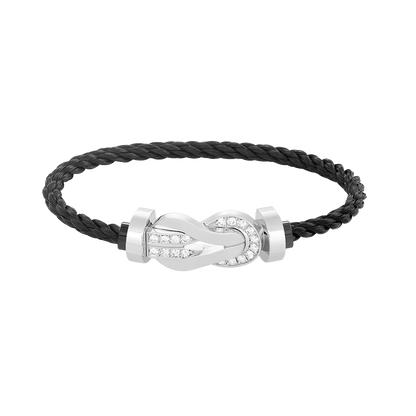 [Peak]LARGE 8-FIGURE BUCKLE HALF DIAMOND BRACELET - WHITE GOLD