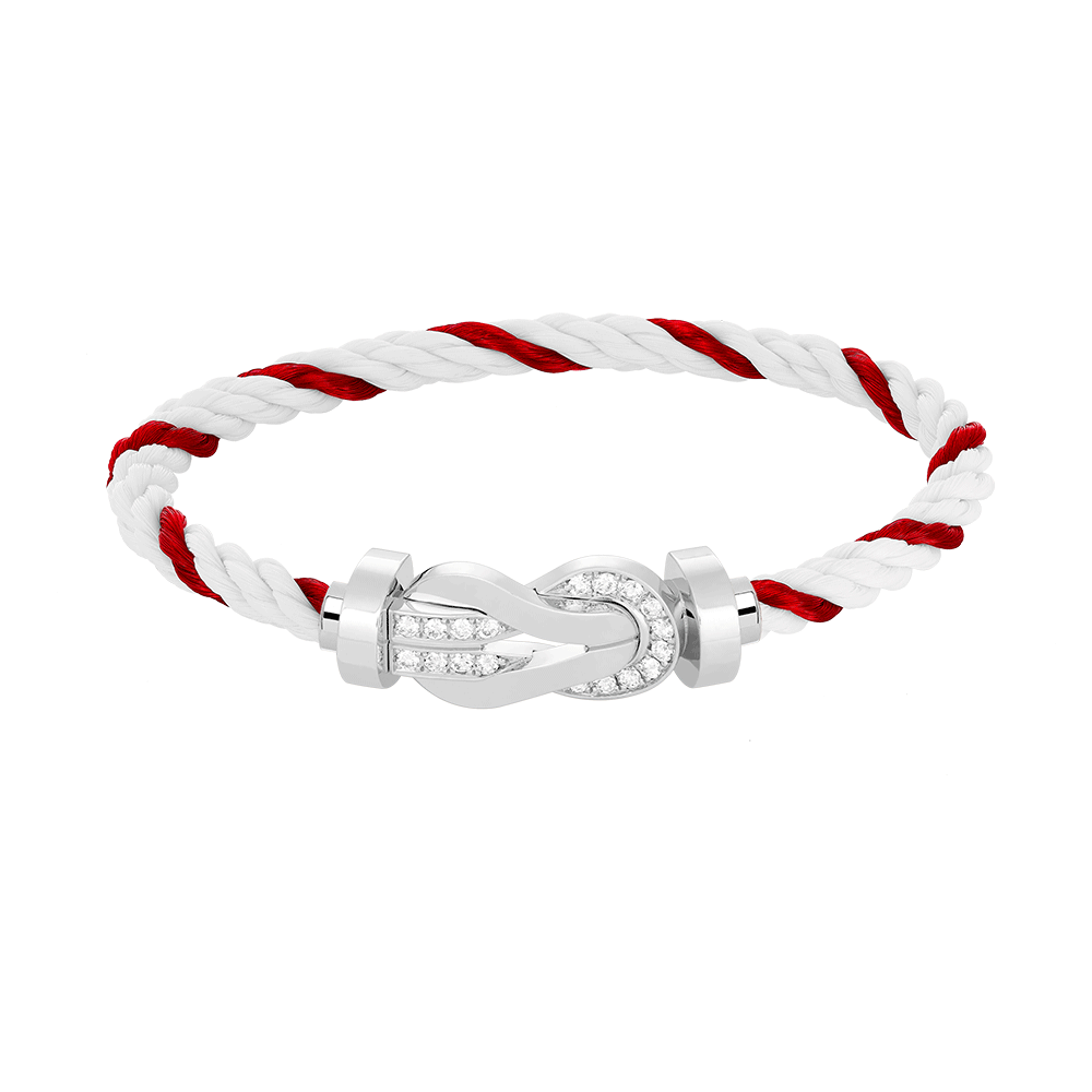 [Peak]LARGE 8-FIGURE BUCKLE HALF DIAMOND BRACELET - WHITE GOLD