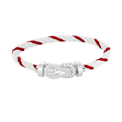 [Peak]LARGE 8-FIGURE BUCKLE HALF DIAMOND BRACELET - WHITE GOLD
