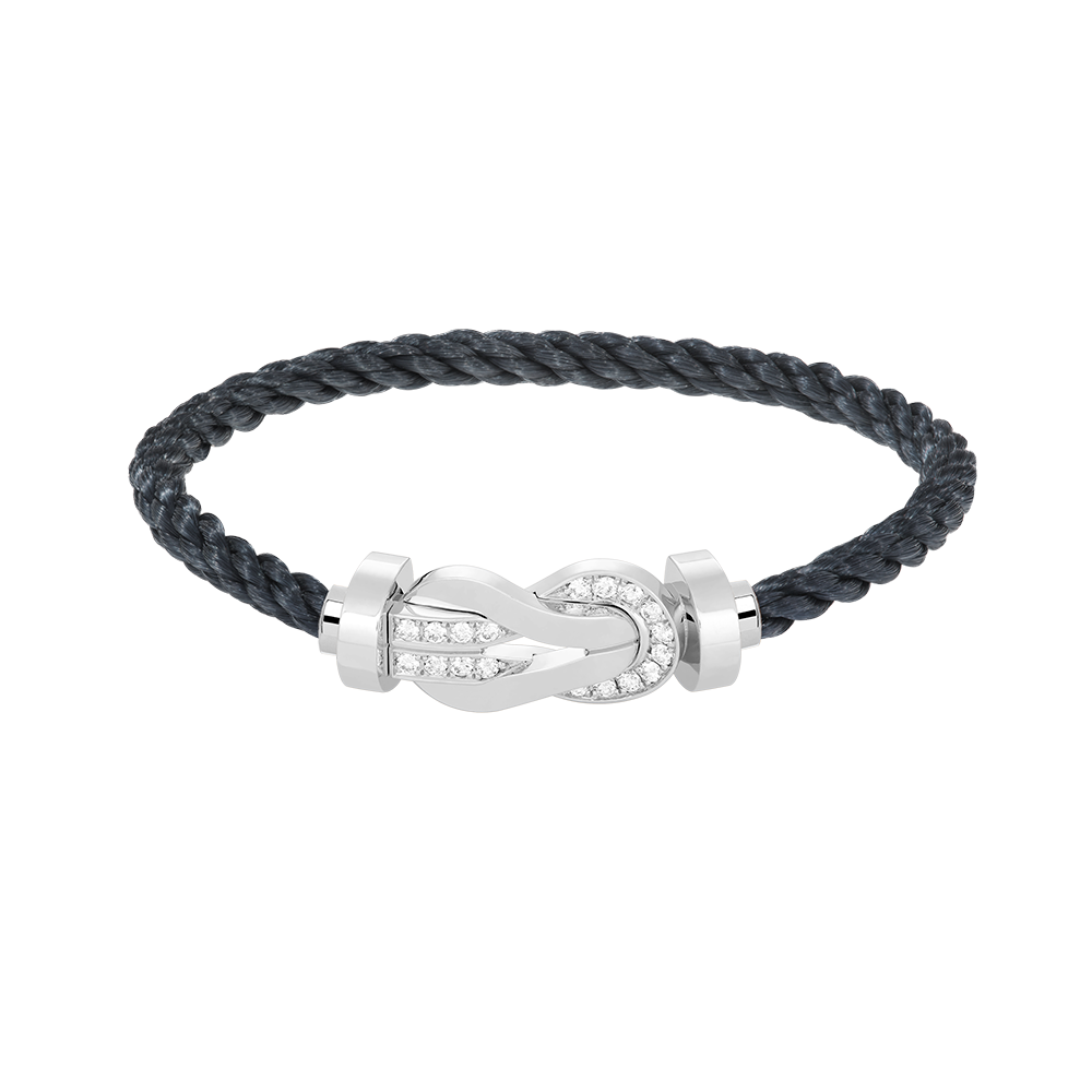 [Peak]LARGE 8-FIGURE BUCKLE HALF DIAMOND BRACELET - WHITE GOLD