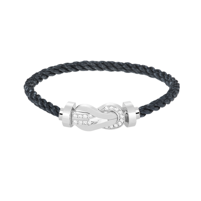 [Peak]LARGE 8-FIGURE BUCKLE HALF DIAMOND BRACELET - WHITE GOLD