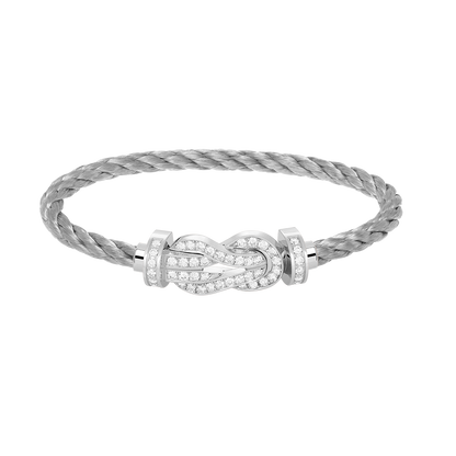 [Peak]LARGE 8-FIGURE BUCKLE FULL DIAMOND BRACELET -WHITE GOLD