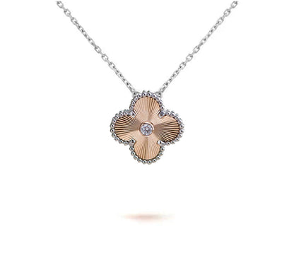 [Peak]15MM CLOVER FLOWER PENDANT NECKLACE WHITE GOLD COLLECTION