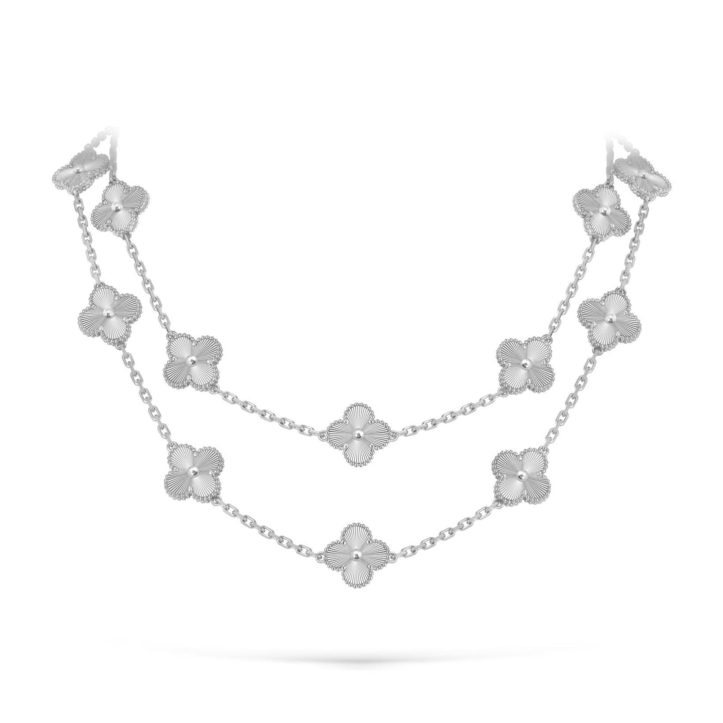 [Peak]CLASSIC 20-MOTIF LUCKY CLOVER LONG NECKLACE WHITE GOLD COLLECTION