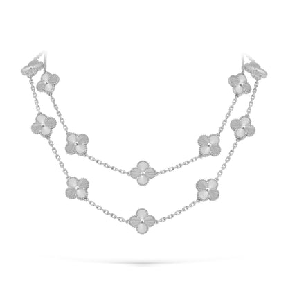 [Peak]CLASSIC 20-MOTIF LUCKY CLOVER LONG NECKLACE WHITE GOLD COLLECTION