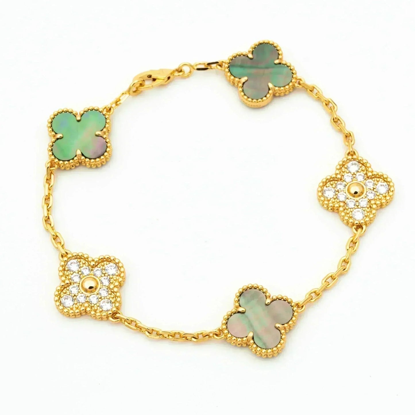 [Peak]LUCKY CLOVER 5-MOTIF BRACELET - GREY MOTHER-OF-PEARL COLLECTION