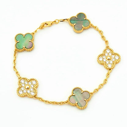 [Peak]LUCKY CLOVER 5-MOTIF BRACELET - GREY MOTHER-OF-PEARL COLLECTION
