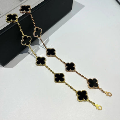 [Peak]LUCKY CLOVER 5-MOTIF BRACELET - BLACK OXNY COLLECTION