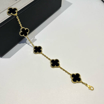 [Peak]LUCKY CLOVER 5-MOTIF BRACELET - BLACK OXNY COLLECTION