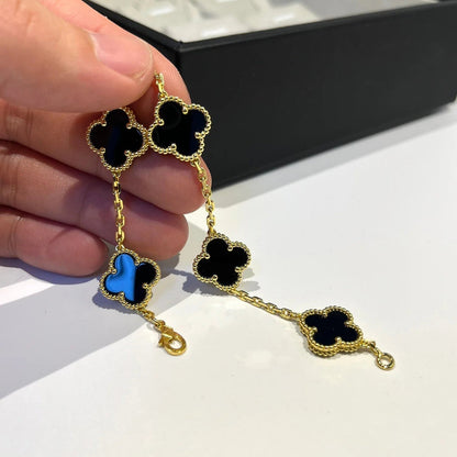 [Peak]LUCKY CLOVER 5-MOTIF BRACELET - BLACK OXNY COLLECTION
