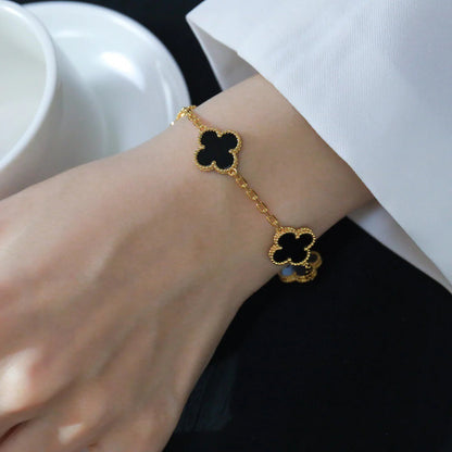 [Peak]LUCKY CLOVER 5-MOTIF BRACELET - BLACK OXNY COLLECTION