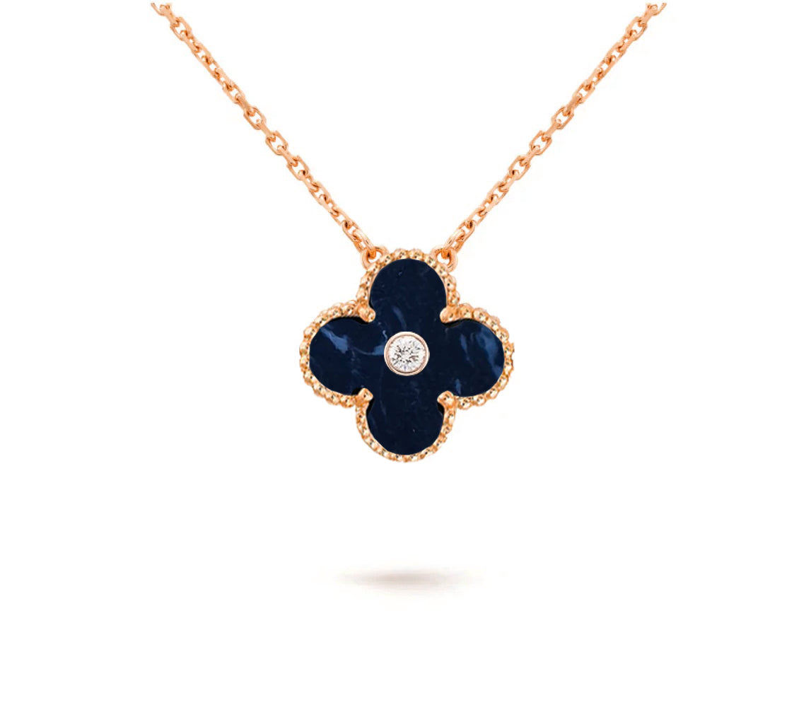 [Peak]15MM CLOVER FLOWER DIAMOND PENDANT NECKLACE COLLECTION