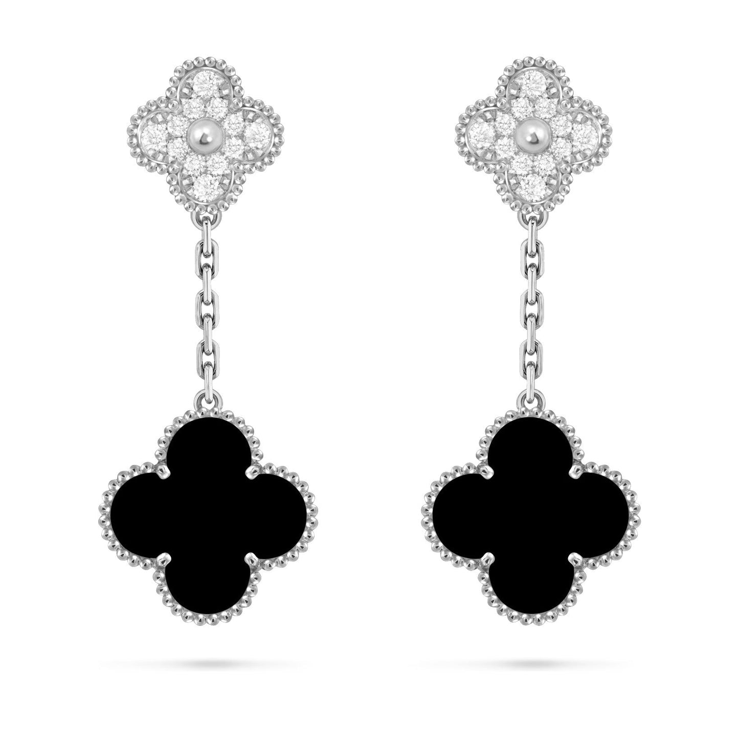 [Peak]CLOVER DUAL-MOTIF STATEMENT STUD EARRINGS - DOUBLE-CHARM COLLECTION