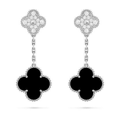 [Peak]CLOVER DUAL-MOTIF STATEMENT STUD EARRINGS - DOUBLE-CHARM COLLECTION