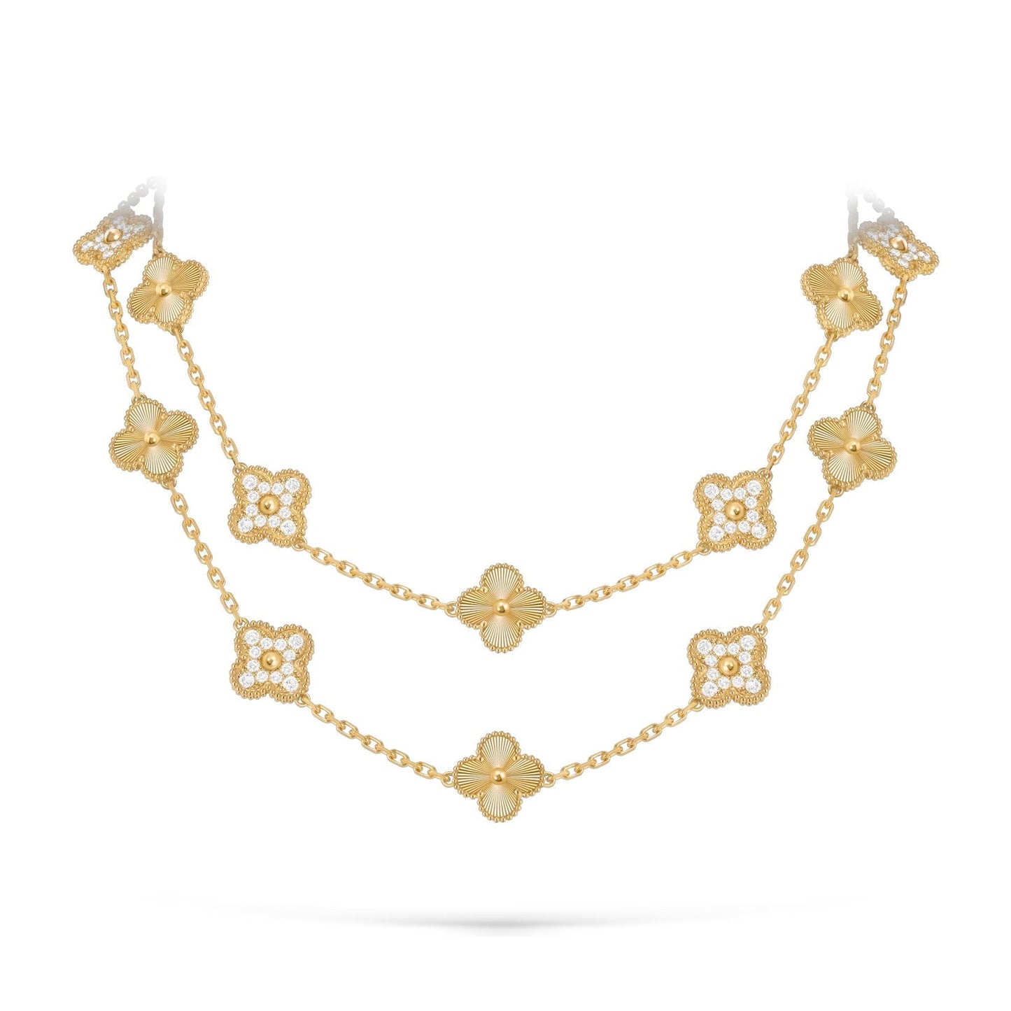 [Peak]CLASSIC 20-MOTIF LUCKY CLOVER LONG NECKLACE GOLD COLLECTION