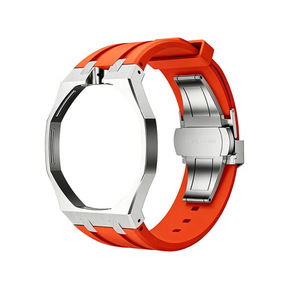 [Peak]OAK POP ORANGE-RED STEEL SILICONE STRAP