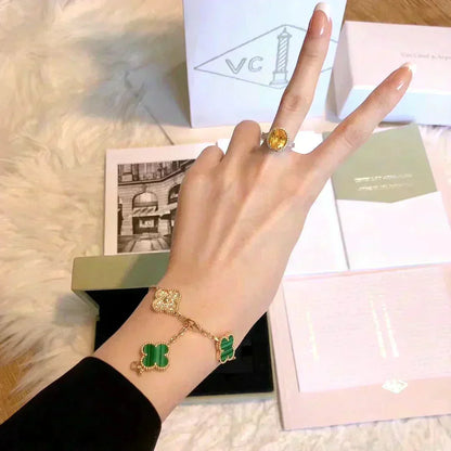 [Peak]LUCKY CLOVER 5-MOTIF BRACELET - MALACHITE COLLECTION