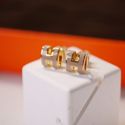 [Peak]MINI POP H GOLD EARRINGS GREY