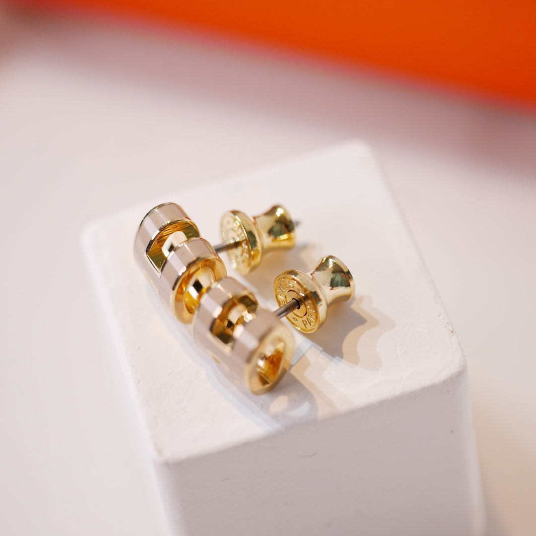 [Peak]MINI POP H GOLD EARRINGS GREY