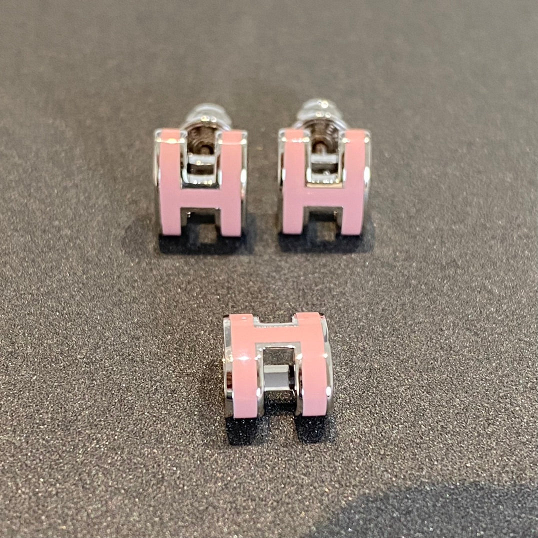 [Peak]MINI POP H SILVER EARRINGS PINK