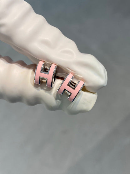[Peak]MINI POP H SILVER EARRINGS PINK