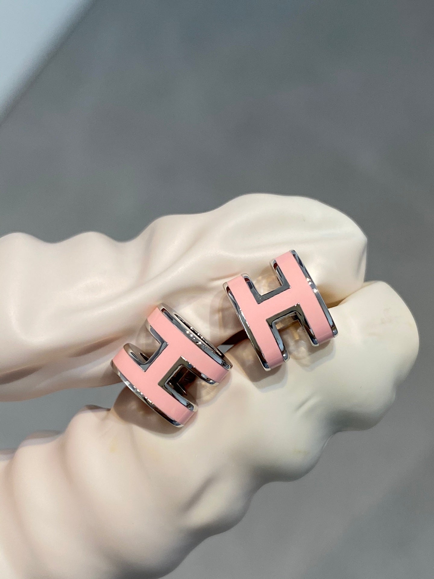 [Peak]MINI POP H SILVER EARRINGS PINK