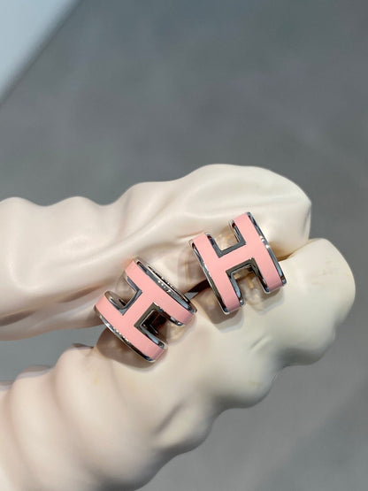 [Peak]MINI POP H SILVER EARRINGS PINK