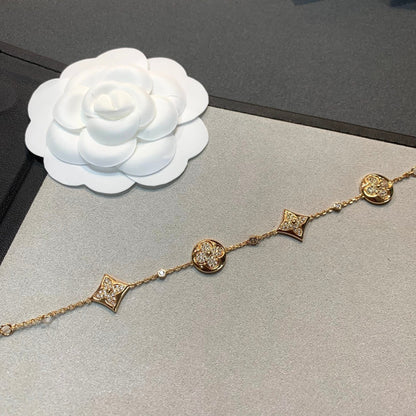 [Peak]STAR AND SUN 4 MOTIFS GOLD DIAMONDS BRACELET