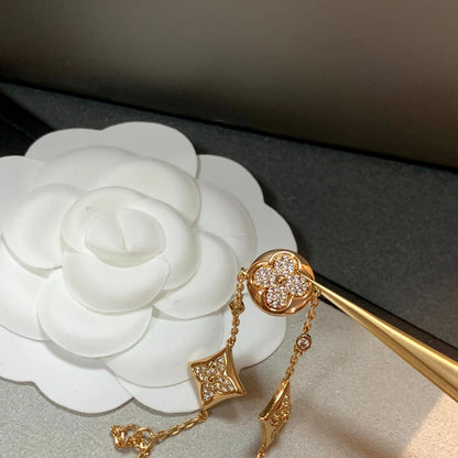 [Peak]STAR AND SUN 4 MOTIFS GOLD DIAMONDS BRACELET
