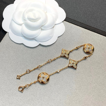 [Peak]STAR AND SUN 4 MOTIFS GOLD DIAMONDS BRACELET