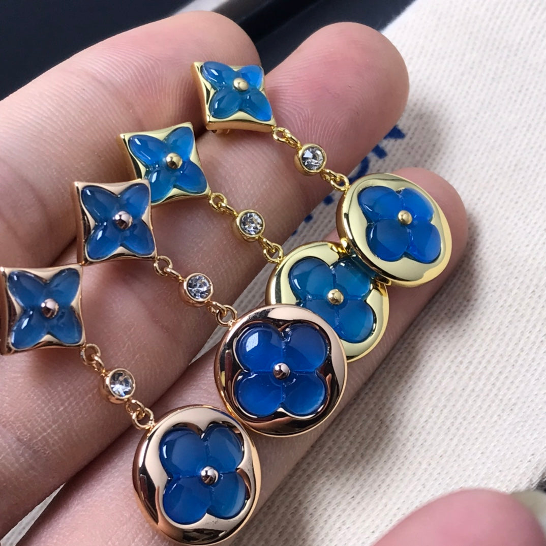 [Peak]STAR AND SUN AGATE DIAMOND EARRINGS