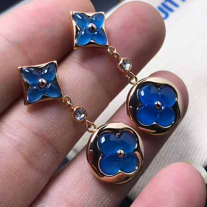 [Peak]STAR AND SUN AGATE DIAMOND EARRINGS
