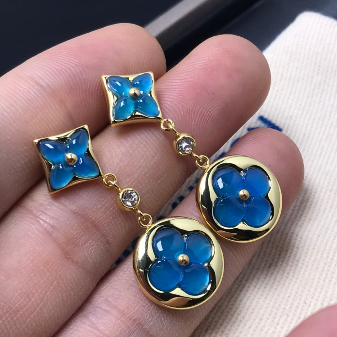 [Peak]STAR AND SUN AGATE DIAMOND EARRINGS