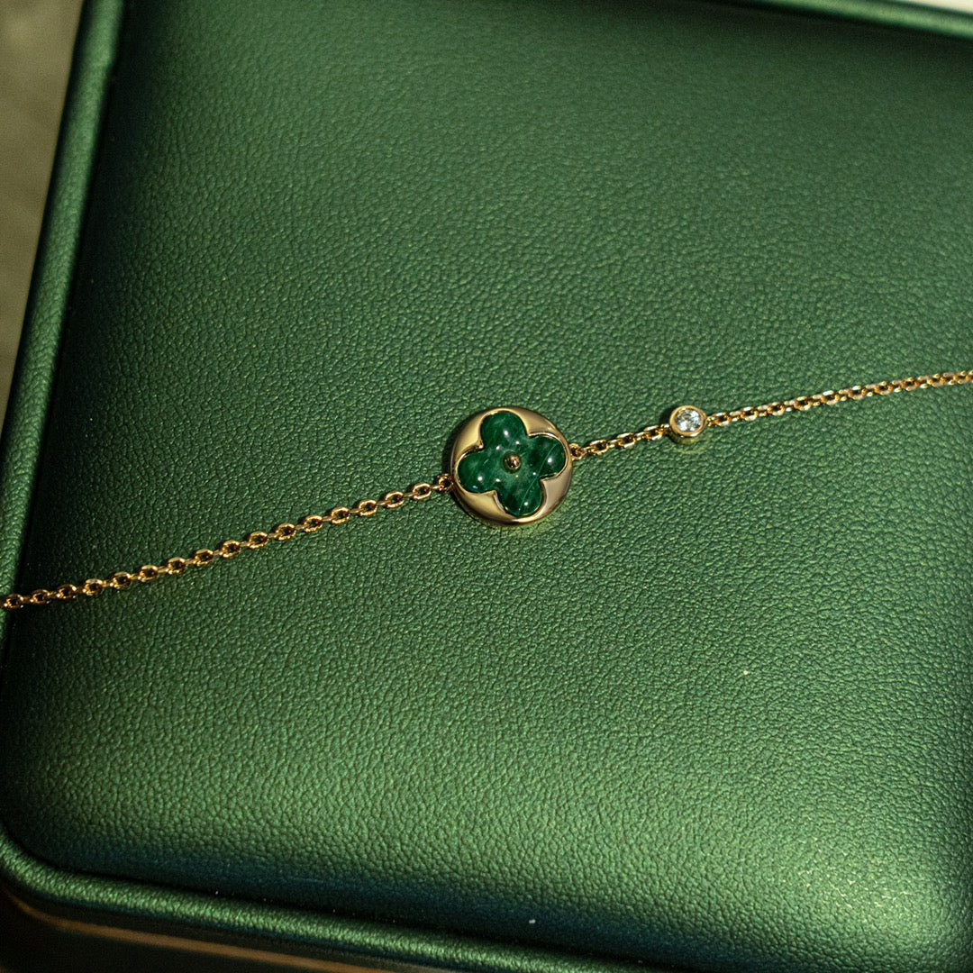 [Peak]SUN MALACHITE 1 DIAMOND ROSE GOLD BRACELET