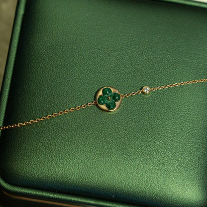 [Peak]SUN MALACHITE 1 DIAMOND ROSE GOLD BRACELET