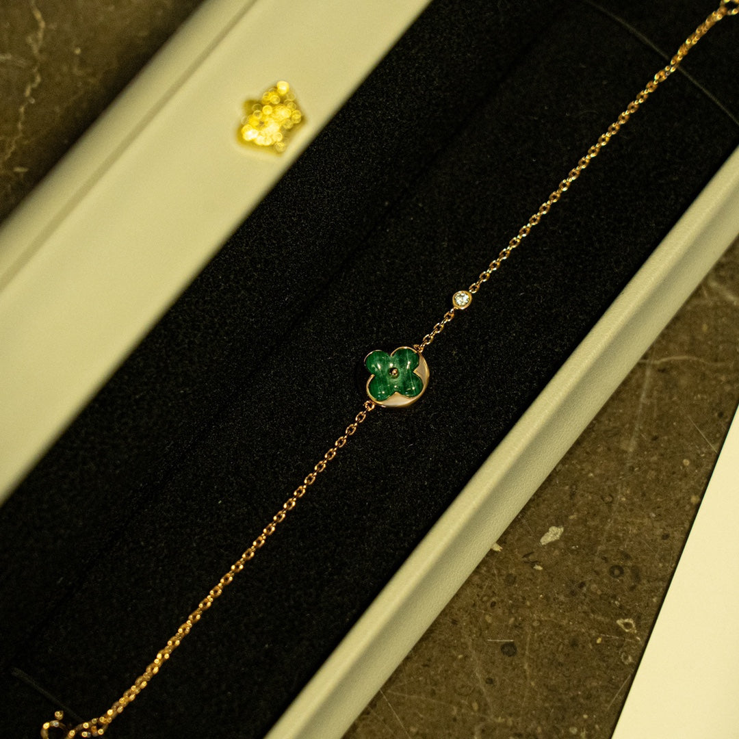 [Peak]SUN MALACHITE 1 DIAMOND ROSE GOLD BRACELET
