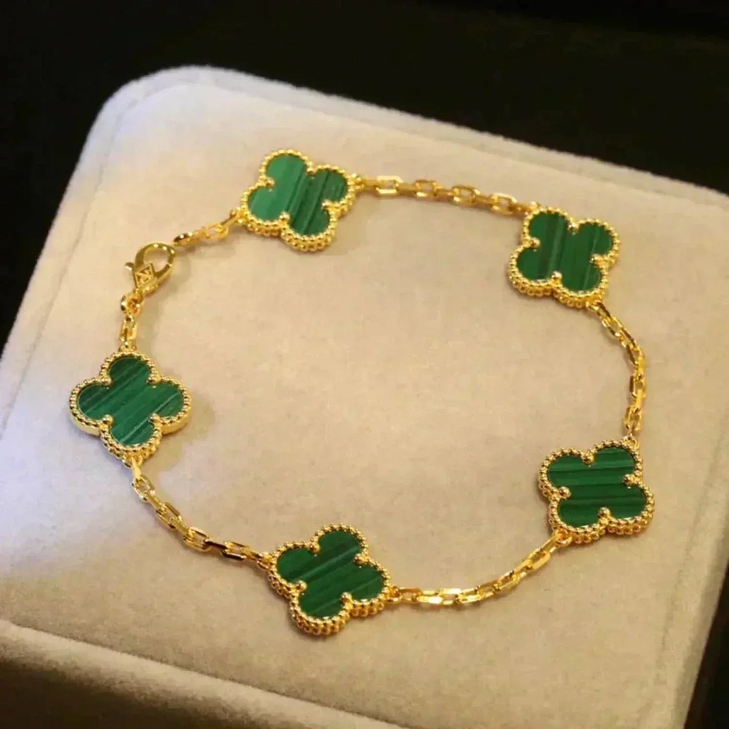 [Peak]LUCKY CLOVER 5-MOTIF BRACELET - MALACHITE COLLECTION
