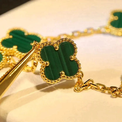[Peak]LUCKY CLOVER 5-MOTIF BRACELET - MALACHITE COLLECTION