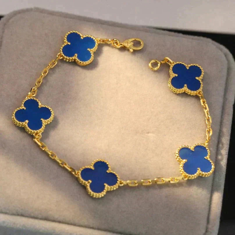 [Peak]LUCKY CLOVER 5-MOTIF BRACELET - BLUE AGATE COLLECTION