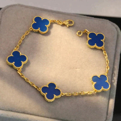 [Peak]LUCKY CLOVER 5-MOTIF BRACELET - BLUE AGATE COLLECTION
