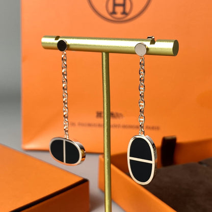 [Peak]CHAINE VERSO BLACK CERAMIC EARRINGS