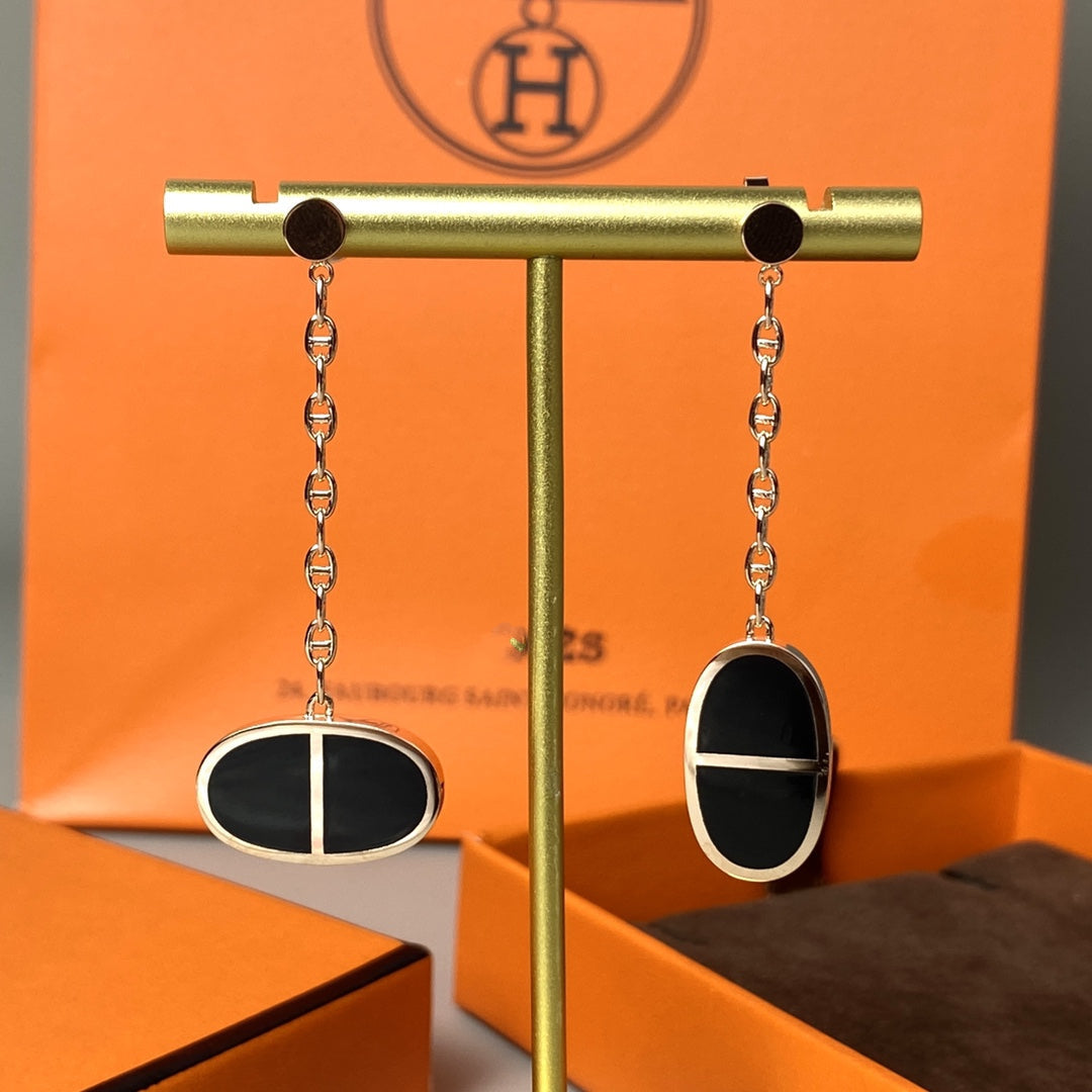 [Peak]CHAINE VERSO BLACK CERAMIC EARRINGS